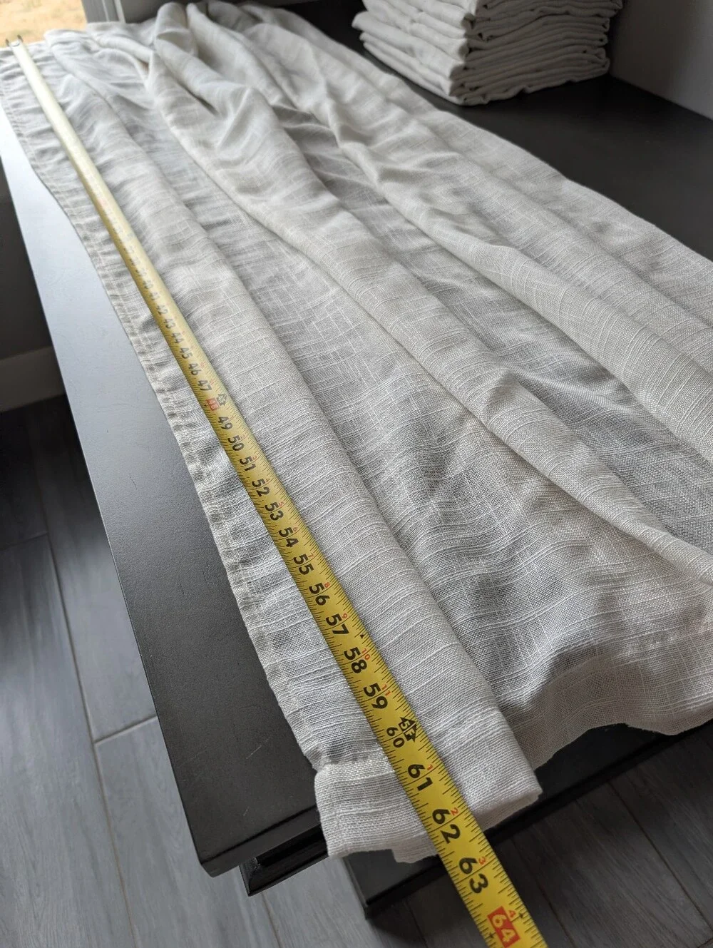 12 Textured Open-weave Natural Light Greige Curtain Pocket Rod Size 62